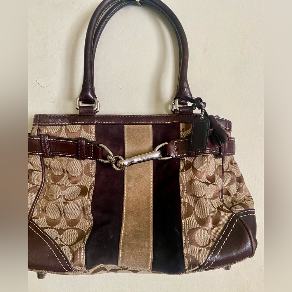 Coach Brown and Tan Shoulder Bag